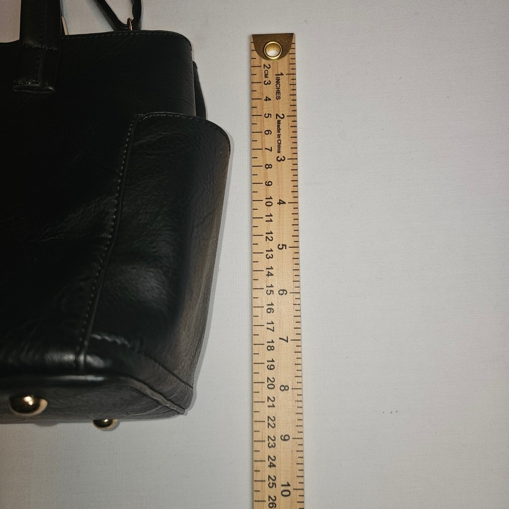 Womens Black Tote Handbag Crossbody Three division side pockets removable straps - Picture 11 of 11